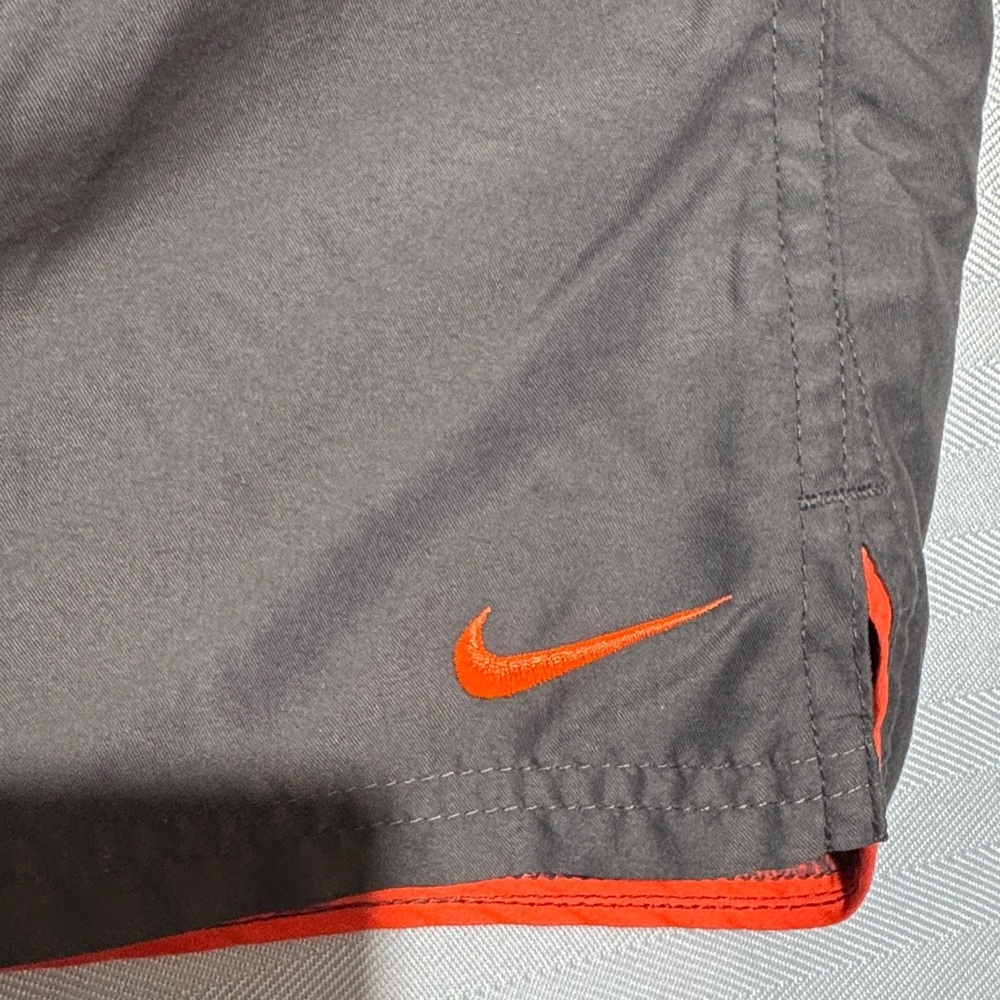Nike Gray Shorts with Orange Swoosh and Trim - Picture 2 of 4